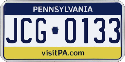 PA license plate JCG0133