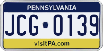 PA license plate JCG0139