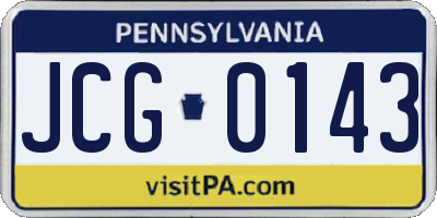 PA license plate JCG0143