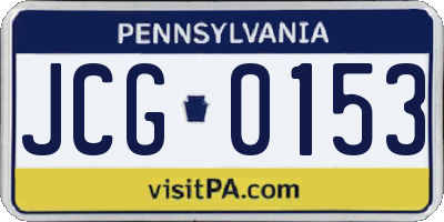 PA license plate JCG0153