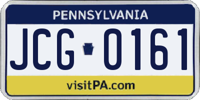 PA license plate JCG0161