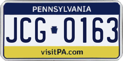 PA license plate JCG0163