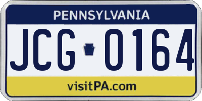 PA license plate JCG0164