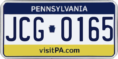 PA license plate JCG0165
