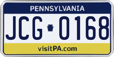 PA license plate JCG0168