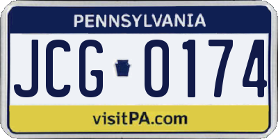 PA license plate JCG0174