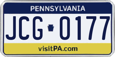 PA license plate JCG0177