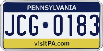 PA license plate JCG0183