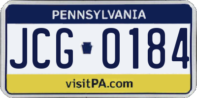 PA license plate JCG0184