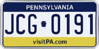 PA license plate JCG0191