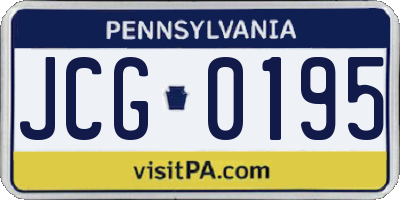 PA license plate JCG0195