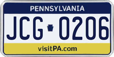 PA license plate JCG0206