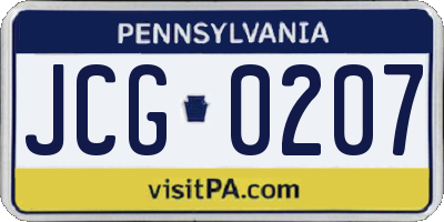 PA license plate JCG0207