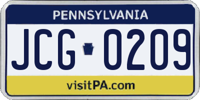 PA license plate JCG0209