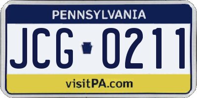 PA license plate JCG0211