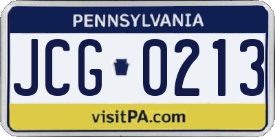 PA license plate JCG0213