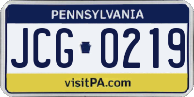 PA license plate JCG0219