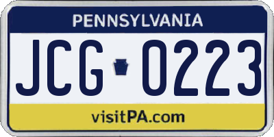 PA license plate JCG0223