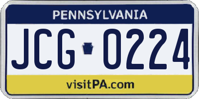 PA license plate JCG0224
