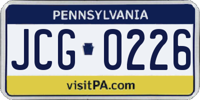PA license plate JCG0226