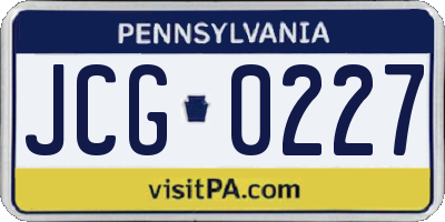 PA license plate JCG0227