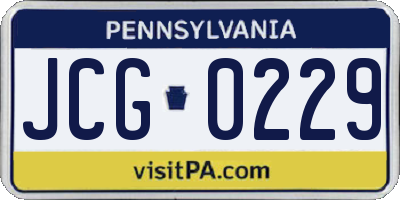 PA license plate JCG0229
