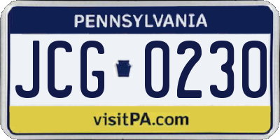PA license plate JCG0230