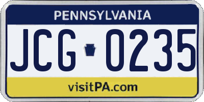 PA license plate JCG0235