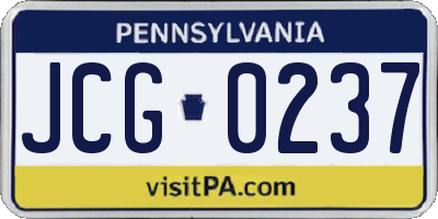 PA license plate JCG0237