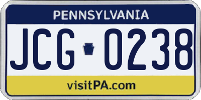 PA license plate JCG0238