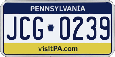 PA license plate JCG0239
