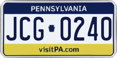 PA license plate JCG0240