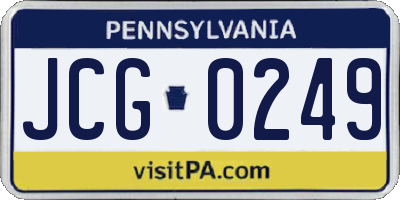 PA license plate JCG0249