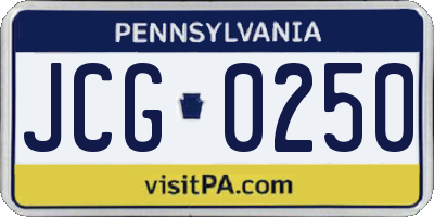 PA license plate JCG0250