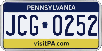 PA license plate JCG0252