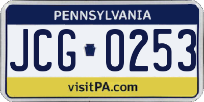 PA license plate JCG0253