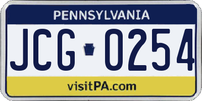 PA license plate JCG0254