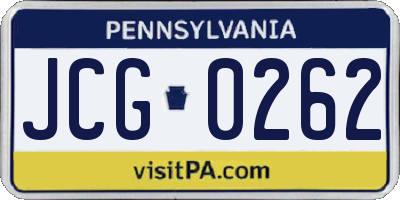 PA license plate JCG0262