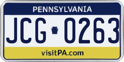 PA license plate JCG0263