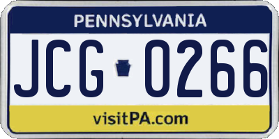 PA license plate JCG0266