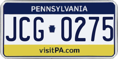 PA license plate JCG0275