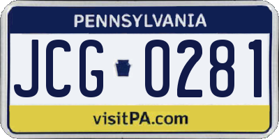 PA license plate JCG0281