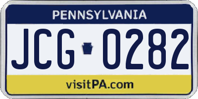 PA license plate JCG0282