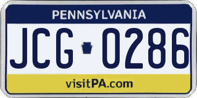 PA license plate JCG0286