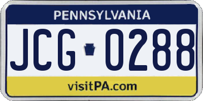 PA license plate JCG0288