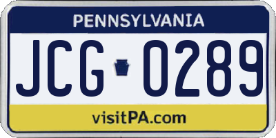 PA license plate JCG0289