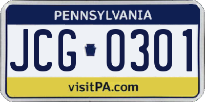 PA license plate JCG0301