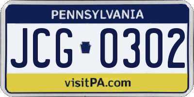 PA license plate JCG0302