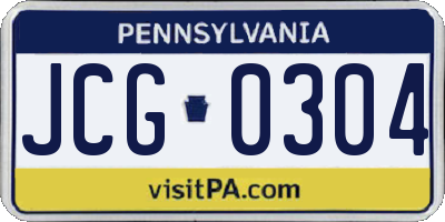 PA license plate JCG0304