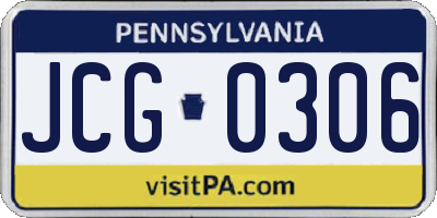 PA license plate JCG0306